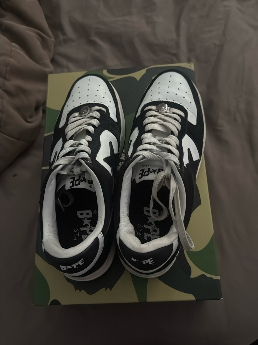 Bape Black & White Low-Top Sneakers